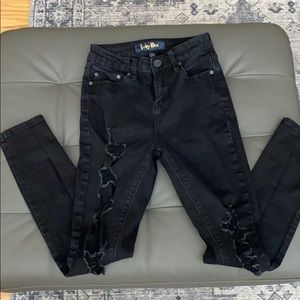 Indigo Rein Black High Waisted Distressed Skinny